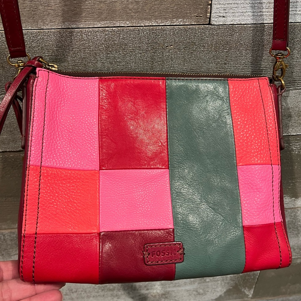 Fossil cross body purse multi color